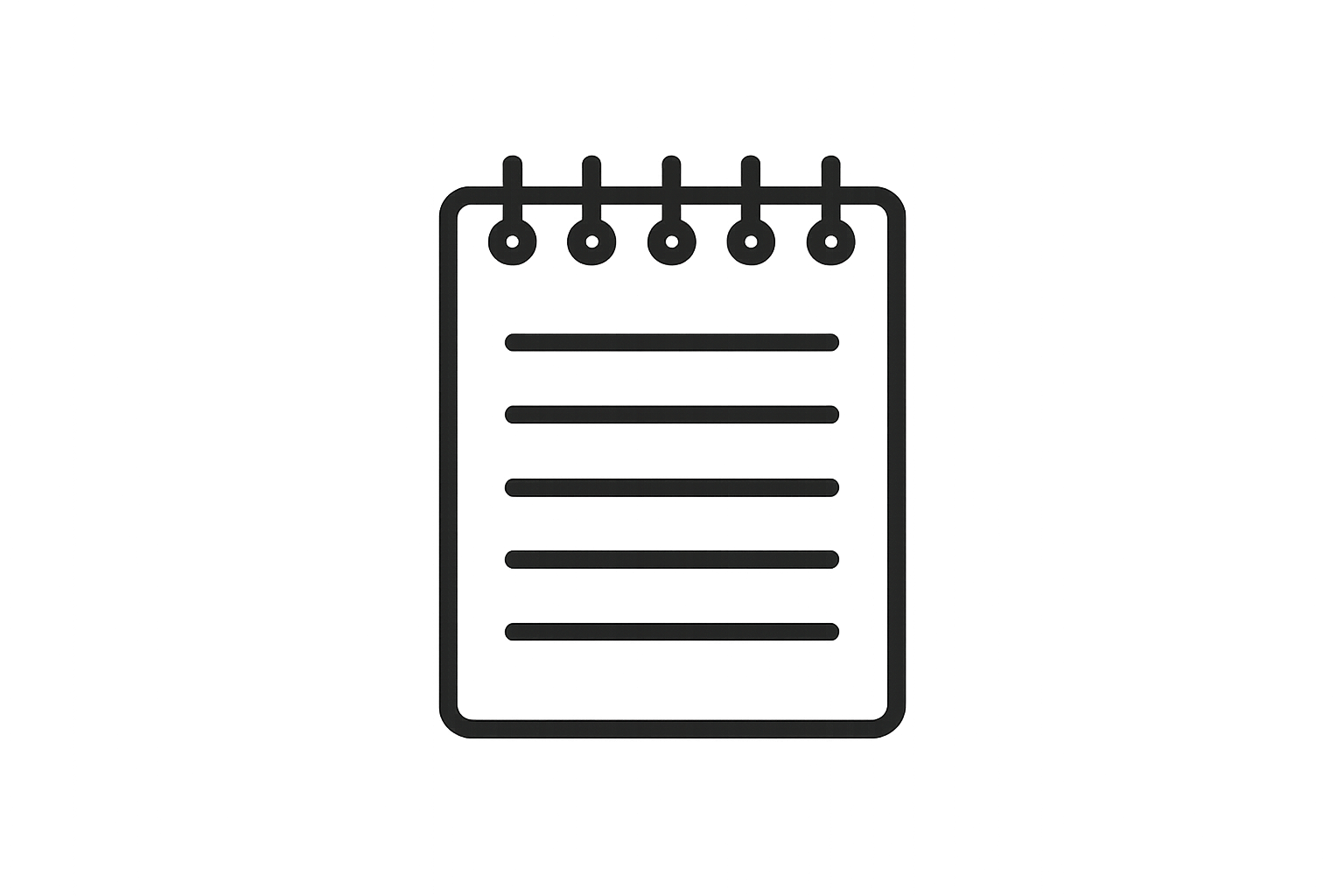 a line icon of a note pad with transparent background and simple mid thin black lines